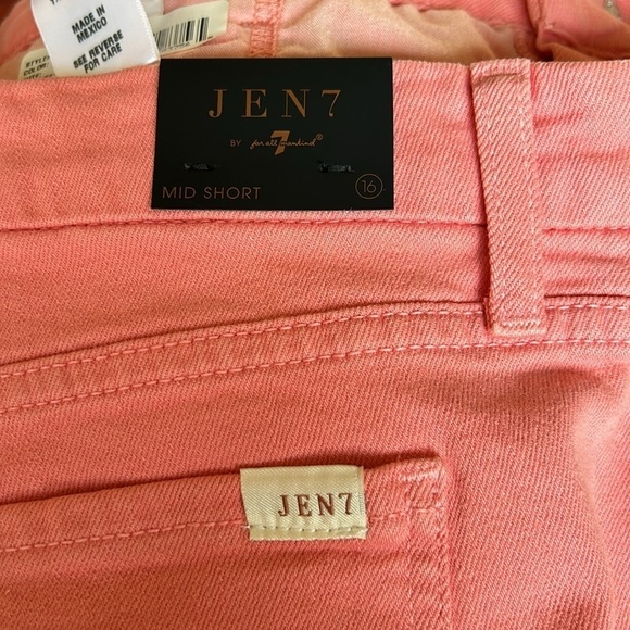 JEN7 by 7 For All Mankind Pink Frayed Hem Denim Shorts - Picture 5 of 10